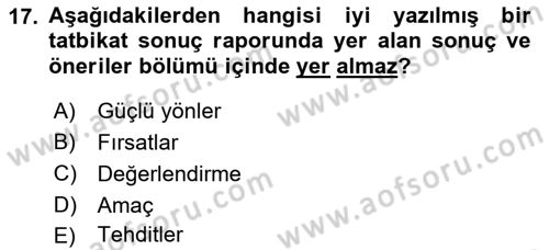 Afet Senaryosu ve Tatbikatlar Dersi 2021 - 2022 Yılı Yaz Okulu Sınav Soruları 17. Soru