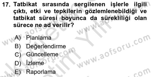 Afet Senaryosu ve Tatbikatlar Dersi 2023 - 2024 Yılı Yaz Okulu Sınav Soruları 17. Soru