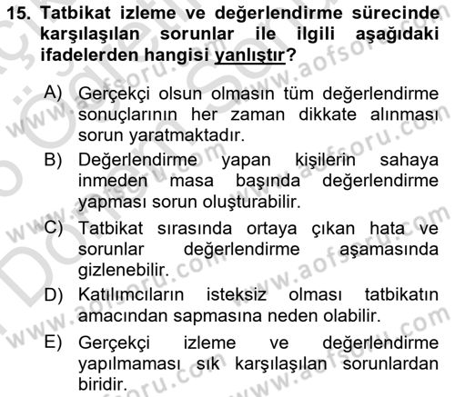 Afet Senaryosu ve Tatbikatlar Dersi 2025 - 2026 Yılı (Final) Dönem Sonu Sınav Soruları 15. Soru