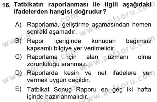 Afet Senaryosu ve Tatbikatlar Dersi 2025 - 2026 Yılı (Final) Dönem Sonu Sınav Soruları 16. Soru