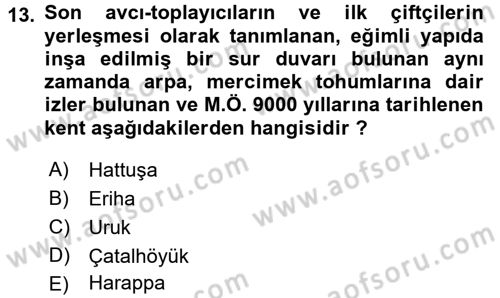 Kent, Planlama ve Afet Risk Yönetimi Dersi Ara Sınavı Deneme Sınav Soruları 13. Soru