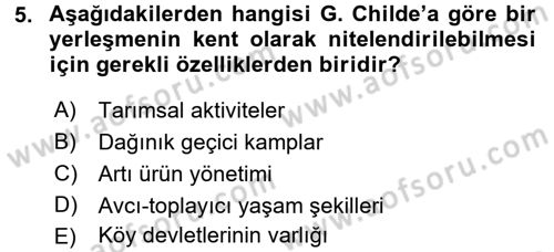 Kent, Planlama ve Afet Risk Yönetimi Dersi 2017 - 2018 Yılı (Vize) Ara Sınavı 5. Soru