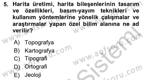 Kent, Planlama ve Afet Risk Yönetimi Dersi 2018 - 2019 Yılı Yaz Okulu Sınav Soruları 5. Soru