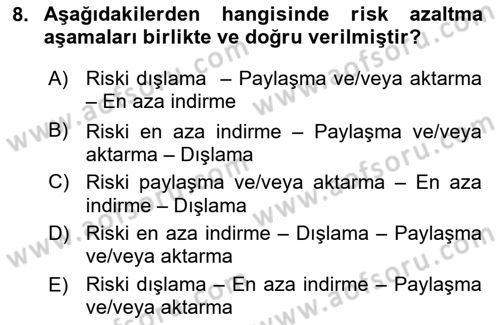 Kent, Planlama ve Afet Risk Yönetimi Dersi 2018 - 2019 Yılı Yaz Okulu Sınav Soruları 8. Soru