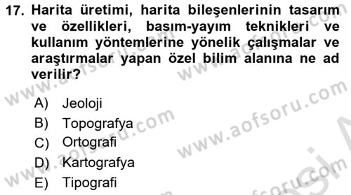 Kent, Planlama ve Afet Risk Yönetimi Dersi Ara Sınavı Deneme Sınav Soruları 17. Soru