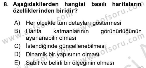 Kent, Planlama ve Afet Risk Yönetimi Dersi Ara Sınavı Deneme Sınav Soruları 8. Soru