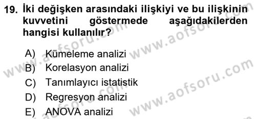 Kent, Planlama ve Afet Risk Yönetimi Dersi 2020 - 2021 Yılı Yaz Okulu Sınav Soruları 19. Soru