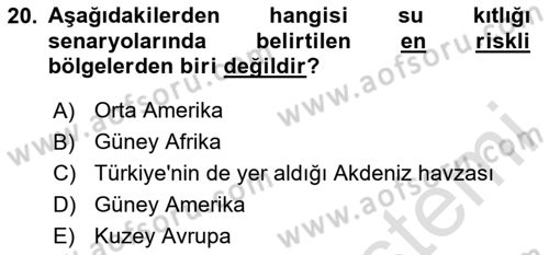 Kent, Planlama ve Afet Risk Yönetimi Dersi 2020 - 2021 Yılı Yaz Okulu Sınav Soruları 20. Soru