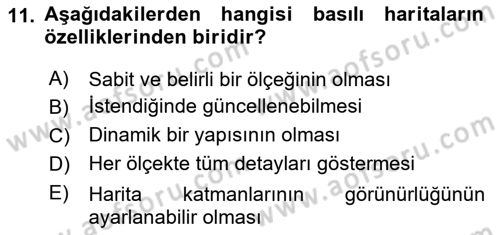 Kent, Planlama ve Afet Risk Yönetimi Dersi Ara Sınavı Deneme Sınav Soruları 11. Soru