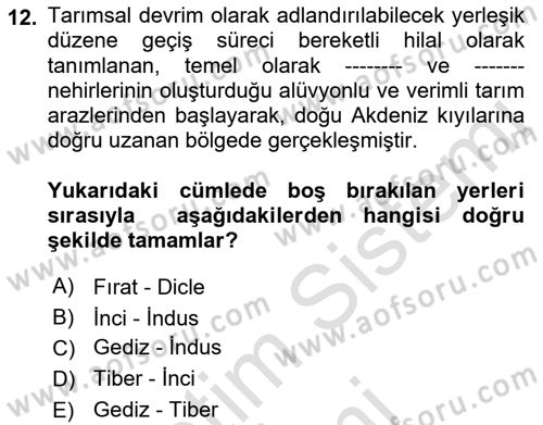 Kent, Planlama ve Afet Risk Yönetimi Dersi Ara Sınavı Deneme Sınav Soruları 12. Soru