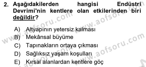 Kent, Planlama ve Afet Risk Yönetimi Dersi Ara Sınavı Deneme Sınav Soruları 2. Soru