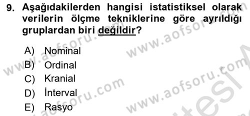 Kent, Planlama ve Afet Risk Yönetimi Dersi Ara Sınavı Deneme Sınav Soruları 9. Soru