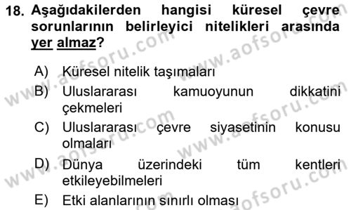 Kent, Planlama ve Afet Risk Yönetimi Dersi 2021 - 2022 Yılı (Final) Dönem Sonu Sınav Soruları 18. Soru
