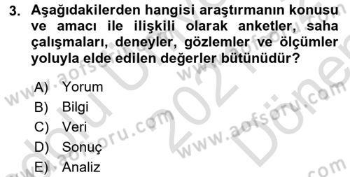 Kent, Planlama ve Afet Risk Yönetimi Dersi 2021 - 2022 Yılı (Final) Dönem Sonu Sınav Soruları 3. Soru