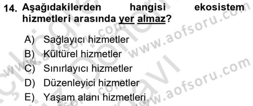 Kent, Planlama ve Afet Risk Yönetimi Dersi 2022 - 2023 Yılı (Final) Dönem Sonu Sınav Soruları 14. Soru