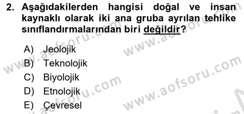 Kent, Planlama ve Afet Risk Yönetimi Dersi 2022 - 2023 Yılı (Final) Dönem Sonu Sınav Soruları 2. Soru