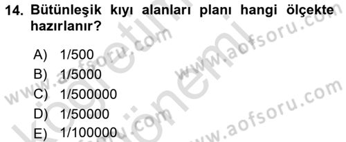 Kent, Planlama ve Afet Risk Yönetimi Dersi Ara Sınavı Deneme Sınav Soruları 14. Soru