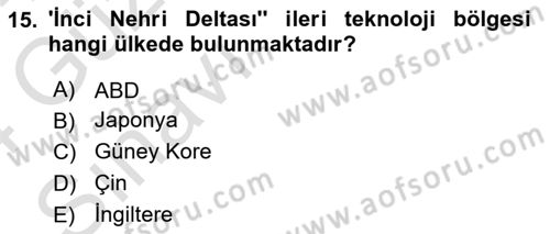 Kent, Planlama ve Afet Risk Yönetimi Dersi 2023 - 2024 Yılı (Vize) Ara Sınav Soruları 15. Soru