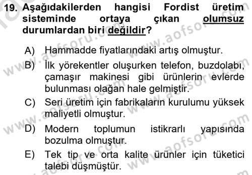 Kent, Planlama ve Afet Risk Yönetimi Dersi 2023 - 2024 Yılı (Vize) Ara Sınav Soruları 19. Soru