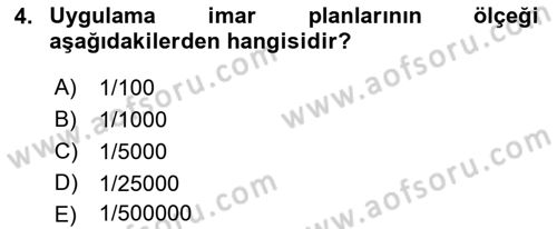 Kent, Planlama ve Afet Risk Yönetimi Dersi Ara Sınavı Deneme Sınav Soruları 4. Soru