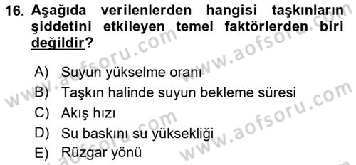 Kent, Planlama ve Afet Risk Yönetimi Dersi 2023 - 2024 Yılı (Final) Dönem Sonu Sınav Soruları 16. Soru