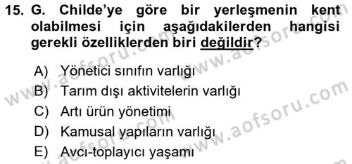 Kent, Planlama ve Afet Risk Yönetimi Dersi 2024 - 2025 Yılı (Vize) Ara Sınavı 15. Soru