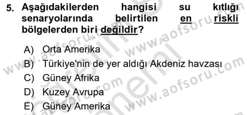 Kent, Planlama ve Afet Risk Yönetimi Dersi 2024 - 2025 Yılı (Final) Dönem Sonu Sınav Soruları 5. Soru