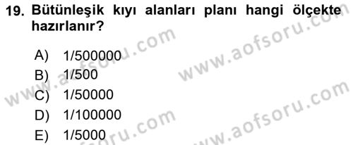 Kent, Planlama ve Afet Risk Yönetimi Dersi 2024 - 2025 Yılı Yaz Okulu Sınav Soruları 19. Soru