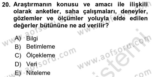 Kent, Planlama ve Afet Risk Yönetimi Dersi 2024 - 2025 Yılı Yaz Okulu Sınav Soruları 20. Soru