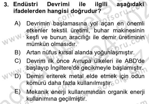 Kent, Planlama ve Afet Risk Yönetimi Dersi 2024 - 2025 Yılı Yaz Okulu Sınav Soruları 3. Soru