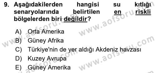 Kent, Planlama ve Afet Risk Yönetimi Dersi 2024 - 2025 Yılı Yaz Okulu Sınav Soruları 9. Soru