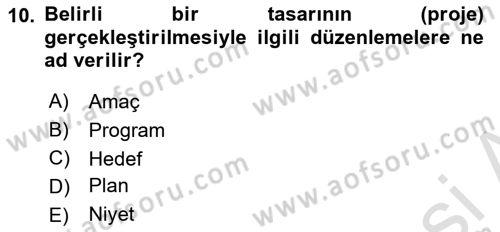 Kent, Planlama ve Afet Risk Yönetimi Dersi 2025 - 2026 Yılı (Vize) Ara Sınav Soruları 10. Soru