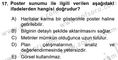 Kent, Planlama ve Afet Risk Yönetimi Dersi 2025 - 2026 Yılı (Vize) Ara Sınav Soruları 17. Soru
