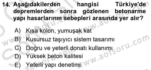 Kent, Planlama ve Afet Risk Yönetimi Dersi 2025 - 2026 Yılı (Final) Dönem Sonu Sınav Soruları 14. Soru