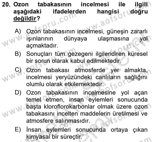 Kent, Planlama ve Afet Risk Yönetimi Dersi 2025 - 2026 Yılı (Final) Dönem Sonu Sınav Soruları 20. Soru