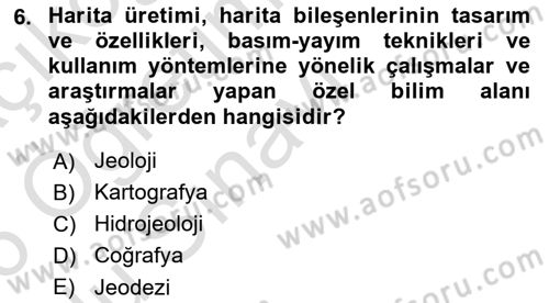 Kent, Planlama ve Afet Risk Yönetimi Dersi 2025 - 2026 Yılı Yaz Okulu Sınav Soruları 6. Soru