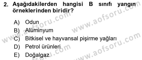 Yangın ve Yangın Güvenliği Dersi 2018 - 2019 Yılı (Vize) Ara Sınav Soruları 2. Soru