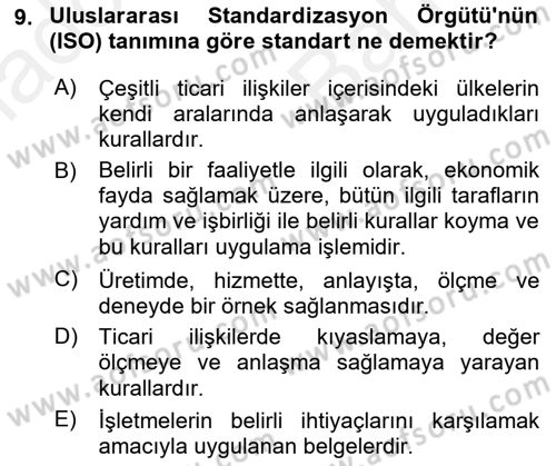Yangın ve Yangın Güvenliği Dersi 2018 - 2019 Yılı (Vize) Ara Sınav Soruları 9. Soru