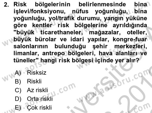 Yangın ve Yangın Güvenliği Dersi 2018 - 2019 Yılı Yaz Okulu Sınav Soruları 2. Soru