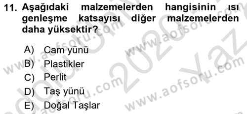Yangın ve Yangın Güvenliği Dersi 2020 - 2021 Yılı Yaz Okulu Sınav Soruları 11. Soru