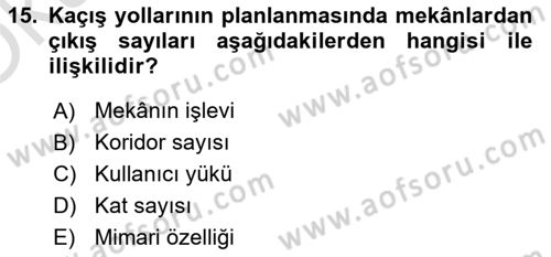 Yangın ve Yangın Güvenliği Dersi 2020 - 2021 Yılı Yaz Okulu Sınav Soruları 15. Soru