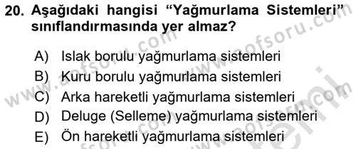 Yangın ve Yangın Güvenliği Dersi 2020 - 2021 Yılı Yaz Okulu Sınav Soruları 20. Soru