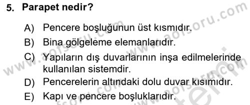Yangın ve Yangın Güvenliği Dersi 2020 - 2021 Yılı Yaz Okulu Sınav Soruları 5. Soru