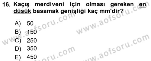 Yangın ve Yangın Güvenliği Dersi 2021 - 2022 Yılı (Final) Dönem Sonu Sınavı 16. Soru