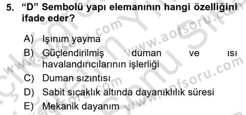 Yangın ve Yangın Güvenliği Dersi 2021 - 2022 Yılı (Final) Dönem Sonu Sınav Soruları 5. Soru