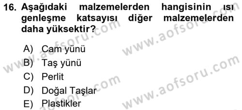 Yangın ve Yangın Güvenliği Dersi 2021 - 2022 Yılı Yaz Okulu Sınav Soruları 16. Soru