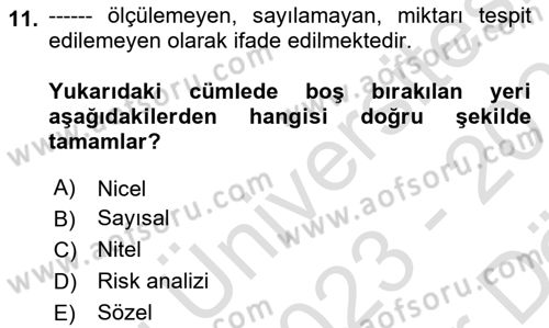 Yangın ve Yangın Güvenliği Dersi 2023 - 2024 Yılı (Vize) Ara Sınav Soruları 11. Soru