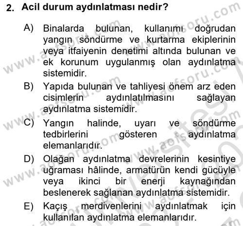 Yangın ve Yangın Güvenliği Dersi 2023 - 2024 Yılı Yaz Okulu Sınav Soruları 2. Soru
