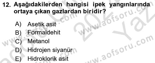 Yangın ve Yangın Güvenliği Dersi 2024 - 2025 Yılı Yaz Okulu Sınav Soruları 12. Soru
