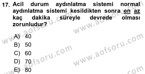 Yangın ve Yangın Güvenliği Dersi 2024 - 2025 Yılı Yaz Okulu Sınav Soruları 17. Soru